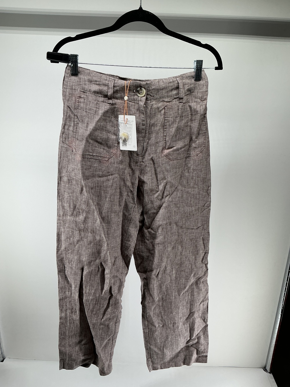 100% European Linen Patch Pocket Wide Leg Pants - 28"